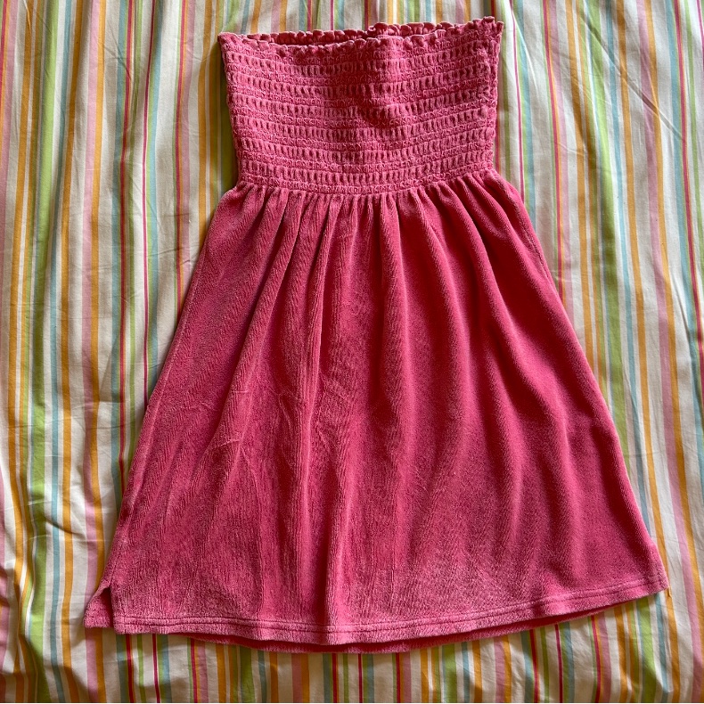 Rare Vintage Juicy Couture Terrycloth Smocked Strapless Babydoll Dress, Small